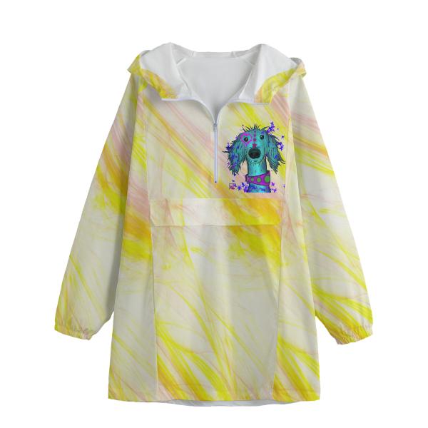 Leichte Regenjacke Tootsie - Popart Hundemotiv, 100 % Polyester, Unisex, Mischling, Mix, Windhund, Podenco